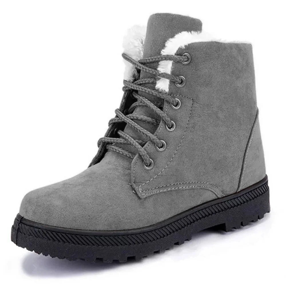 Winter Snow Boots for Women Comfortable Outdoor Anti-Slip Ankle Boots Keep Warm Booties Lace up Flat Platform Shoes