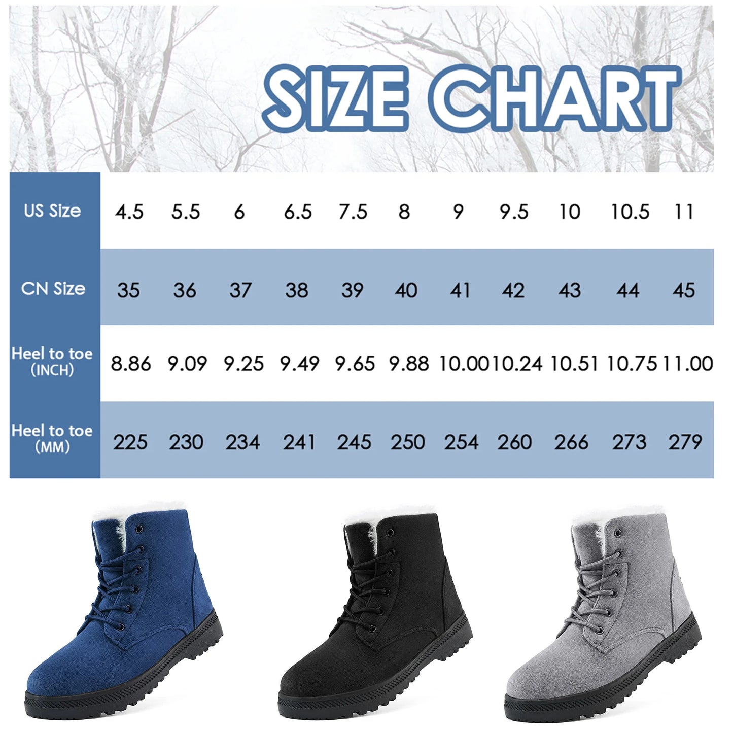 Winter Snow Boots for Women Comfortable Outdoor Anti-Slip Ankle Boots Keep Warm Booties Lace up Flat Platform Shoes